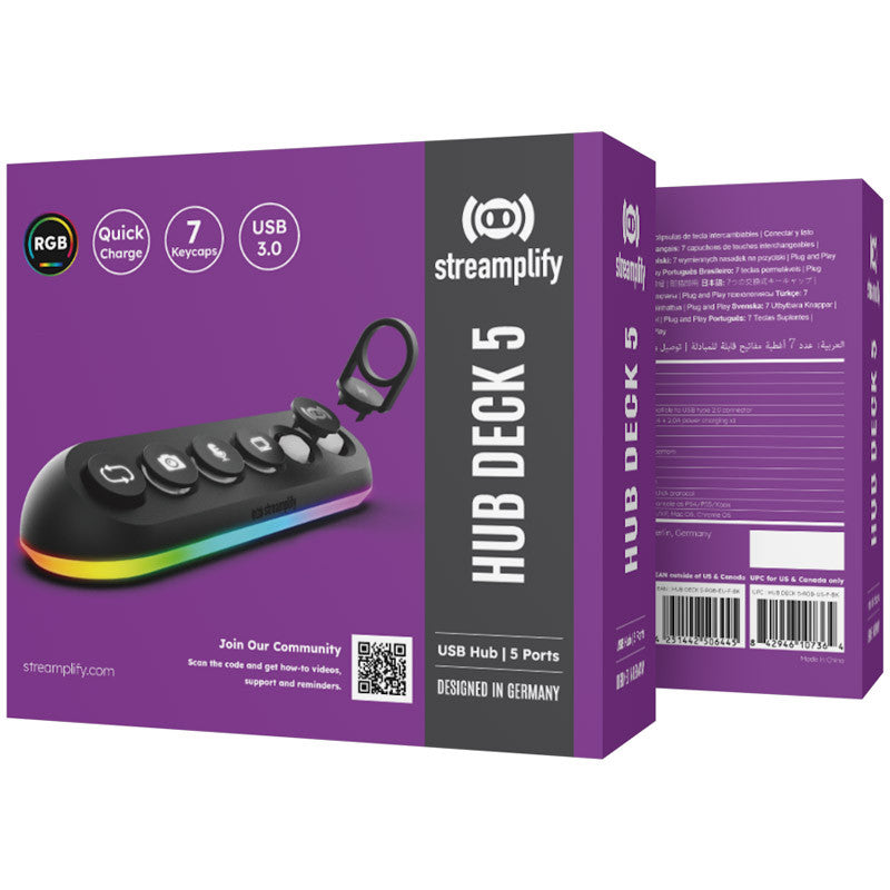 Streamplify HUB DECK 5-kortplats, RGB, 12V - svart