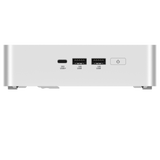 ASUS NUC 15 Pro+ sølvfarvet mini-PC med porte på forsiden
