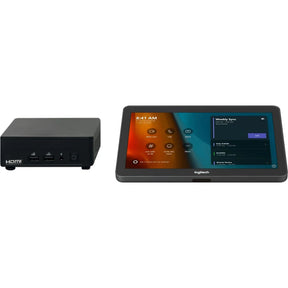Logitech Tap Teams Rooms Base Bundle – ASUS NUC i5 + Cat5e Kit – producentillustration af Tap og ASUS NUC