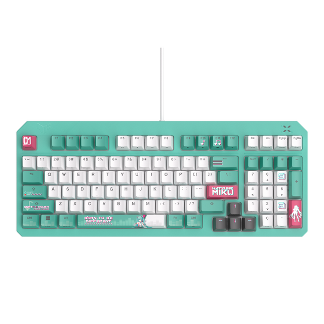 ASUS TUF Gaming K3 Gen II – Hatsune Miku Edition – Nordic – tastatur set forfra