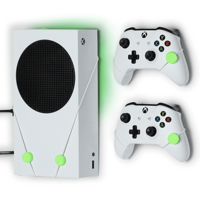Floating Grip Deluxe Bundle til Xbox Series S – ophæng med grøn LED; konsol og controllere medfølger ikke