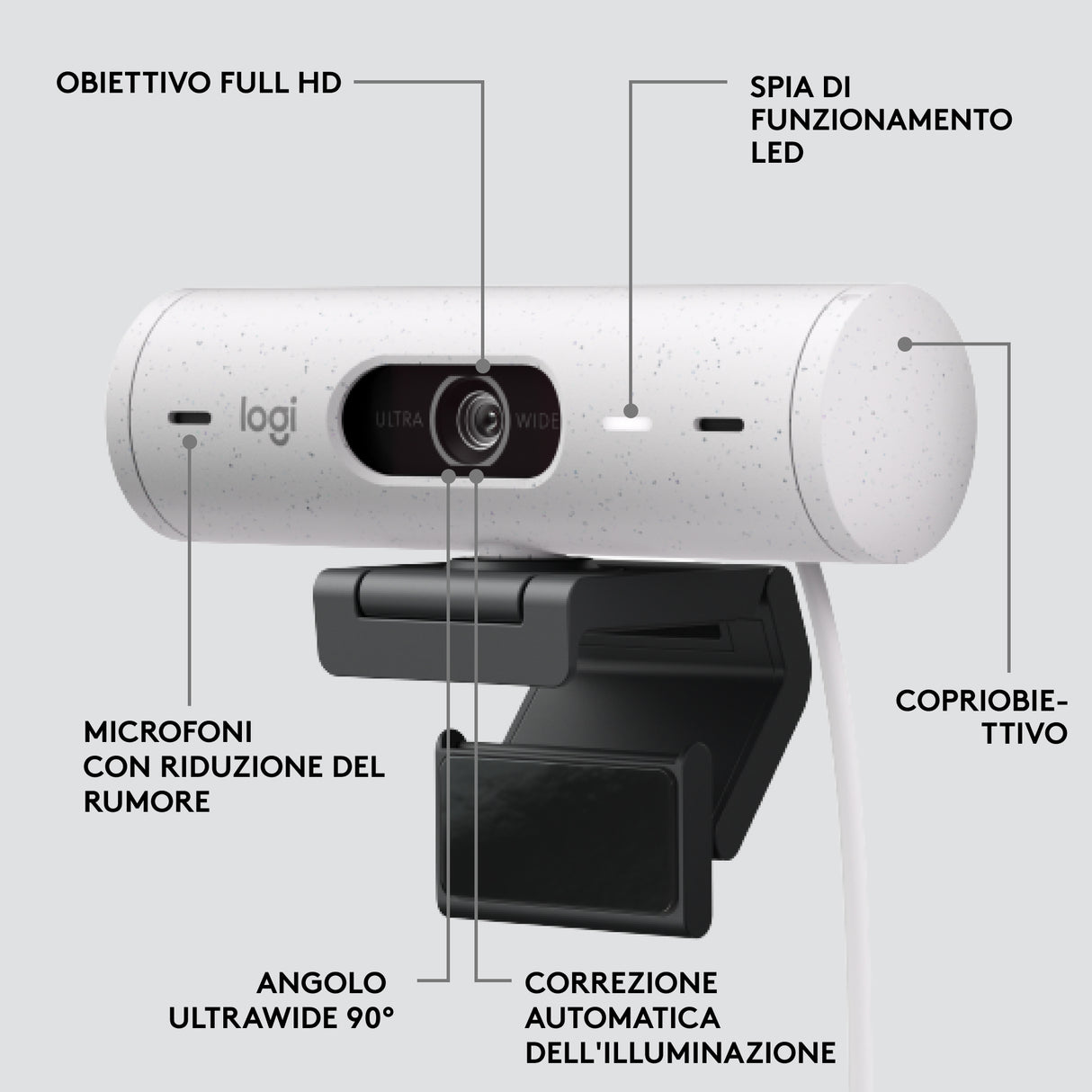Logitech BRIO 500 1920 x 1080 webbkamera med gänga