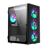 Montech X3 Glas Sort - 6 Fans Inkluderet (Statisk RGB) - Tempereret Glas Side