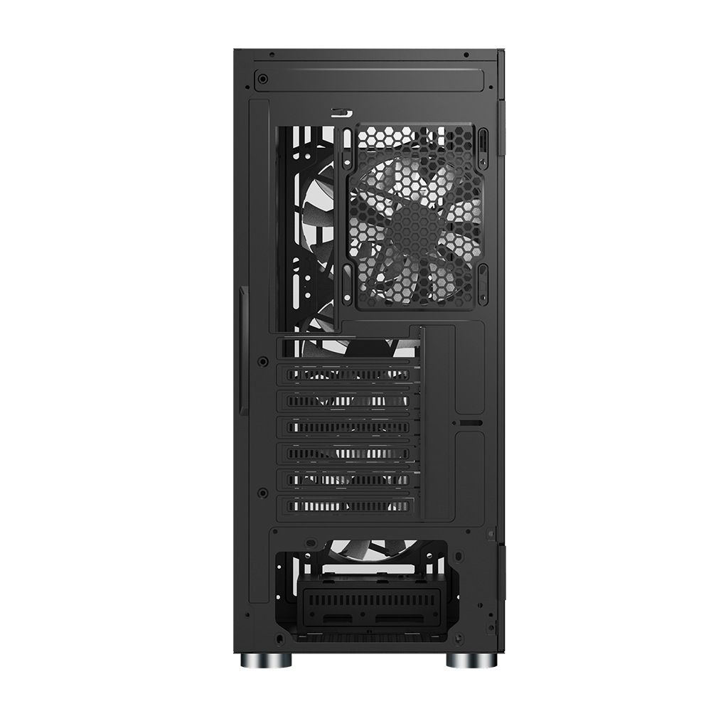 Montech X3 Glas Sort - 6 Fans Inkluderet (Statisk RGB) - Tempereret Glas Side