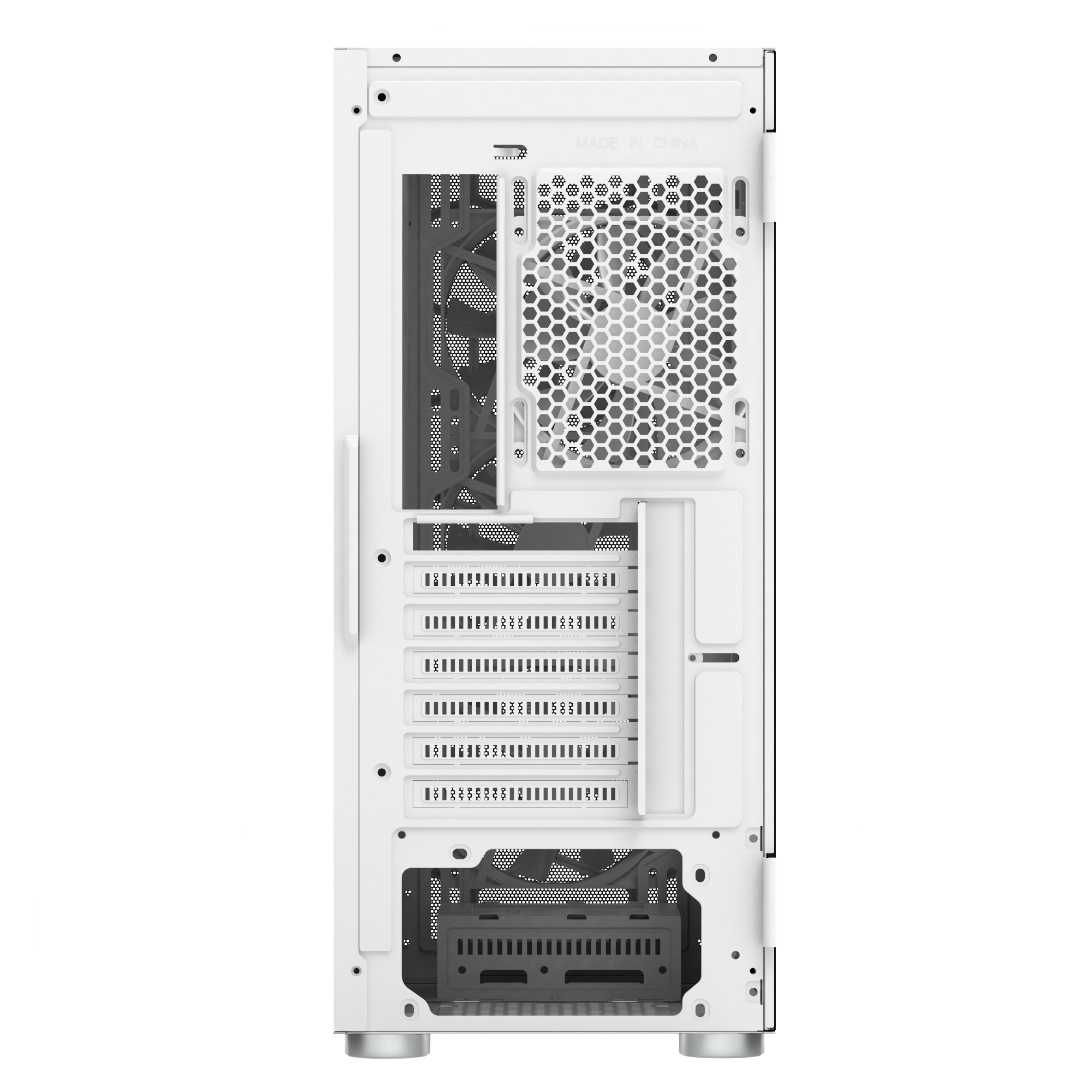Montech X3 Mesh White - 3x 140mm static RGB fans + 3x 120mm static RGB fans, Side Swivel Tempered Glass