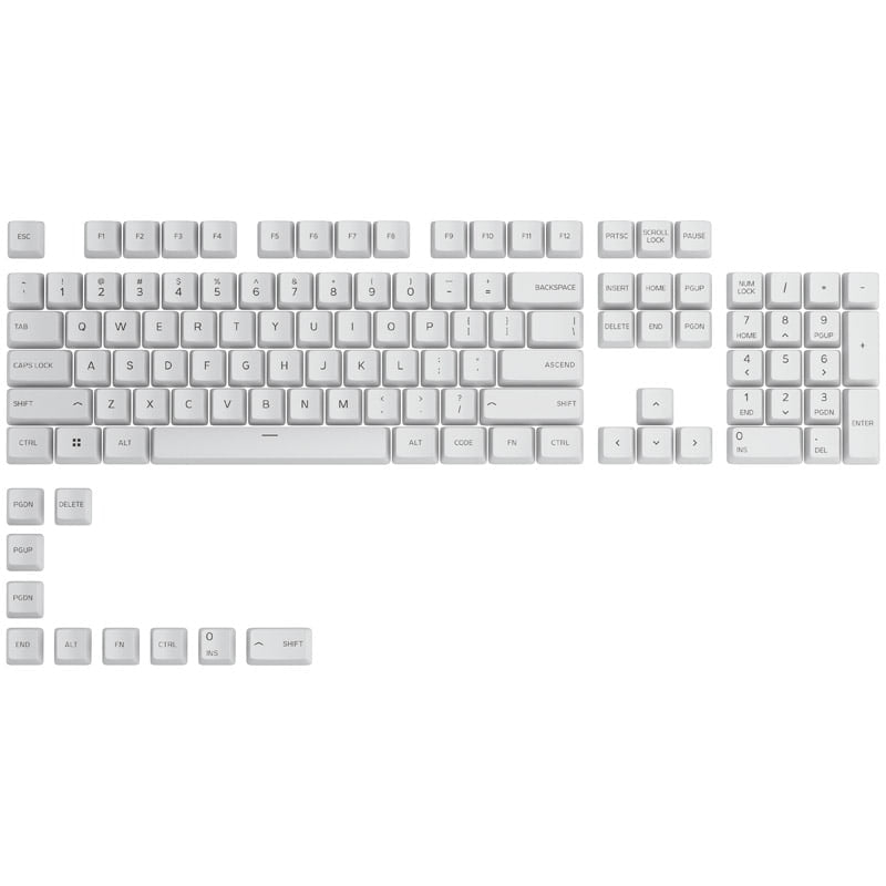 Glorious GPBT Keycaps - 114 PBT Caps, ANSI, US Layout, Arctic White Glorious