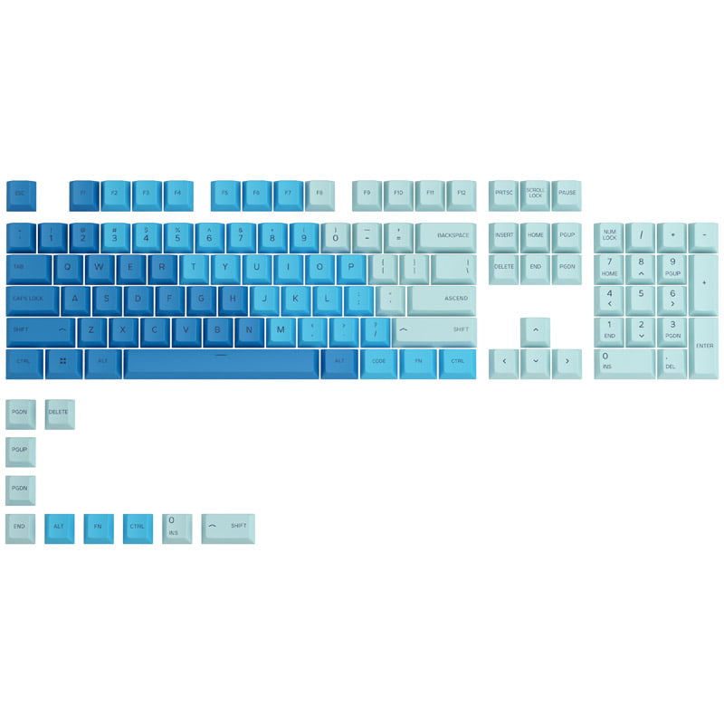 Glorious GPBT Keycaps - 114 PBT Caps, ANSI, US Layout, Caribbean Ocean Glorious