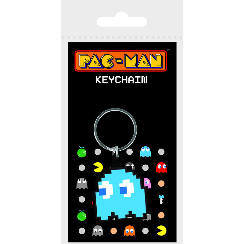 Pac-Man blå PVC-nyckelring
