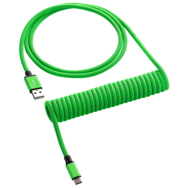 CableMod Classic Coiled Keyboard Kabel USB-C till USB Typ A, Viper Green - 150cm