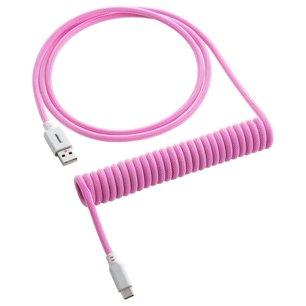 CableMod Classic Coiled Keyboard Kabel USB A till USB Typ C, Strawberry Cream - 150cm
