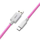 CableMod Classic Coiled Keyboard Cable USB A to USB Type C, Strawberry Cream - 150cm CableMod