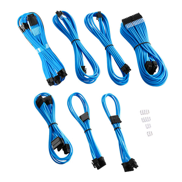 CableMod C-Series Pro ModMesh 12VHPWR kabelsats för Corsair RM, RMi, RMx (Black Label) - ljusblå