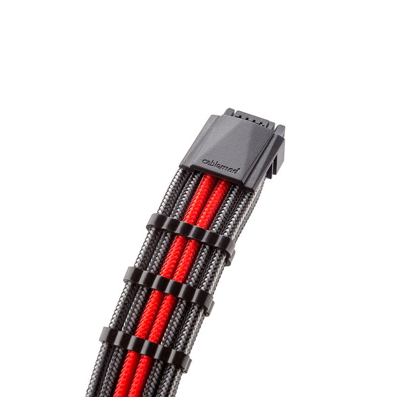 CableMod RT-Series Pro ModMesh 12VHPWR till 3x PCI-e-kabel för ASUS/Seasonic - 60 cm, kol/röd